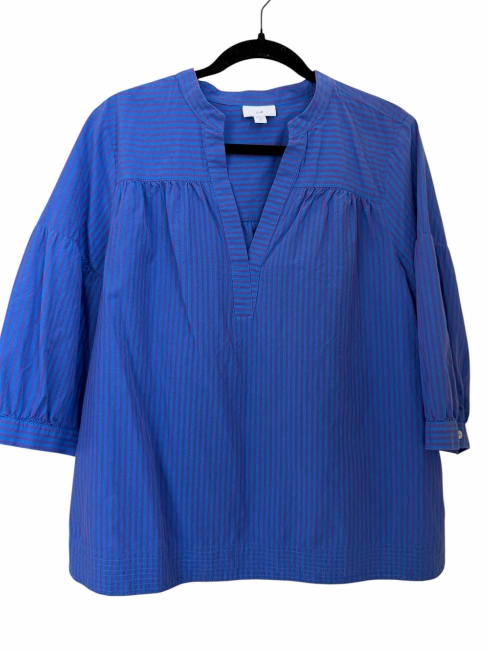 J. Jill Blue and Purple Stripe Split V-Neck Tunic Top